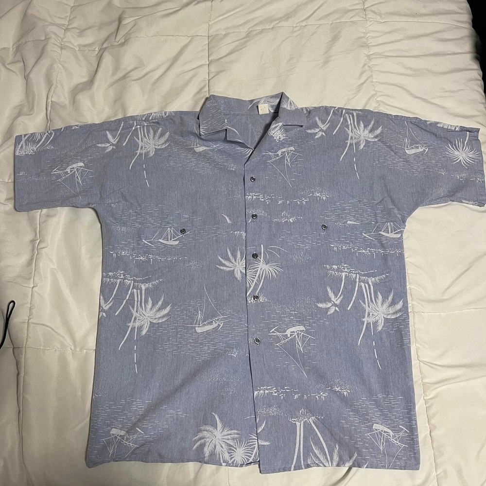 Vintage French Hawaiian shirt,‎ double breasted pockets